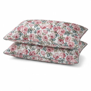 Florina Pink Rose Garden King-Size Cotton Bed Cover with Pillow Cases - Home Artisan