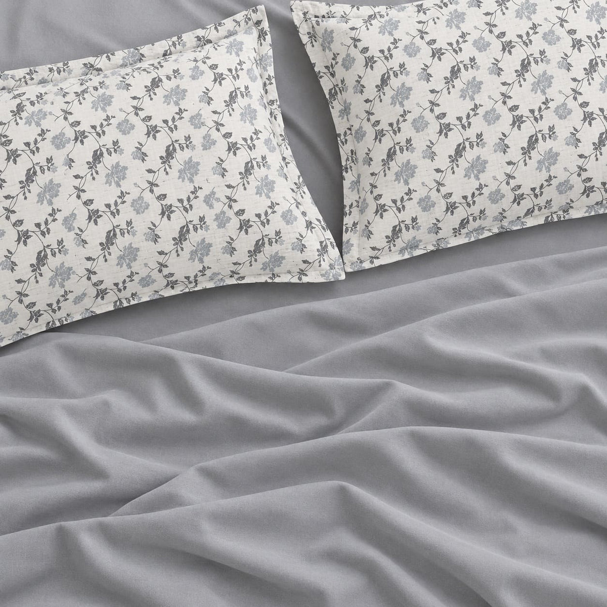 Celeste Ivory & Blue-Grey Floral 6-Piece King Size Comforter Bedding Set - Home Artisan