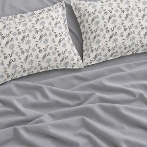 Celeste Ivory & Blue-Grey Floral 6-Piece King Size Comforter Bedding Set - Home Artisan