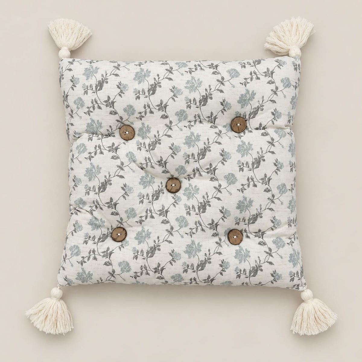 Celeste Ivory & Blue-Grey Floral 6-Piece King Size Comforter Bedding Set - Home Artisan