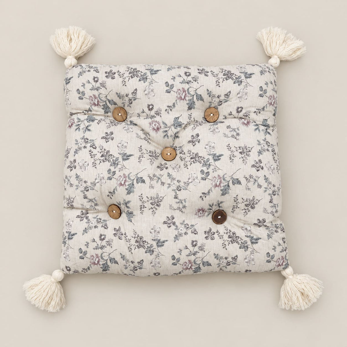 Estelle Ivory & Grey Petite Floral Floral 6-Piece King Size Comforter Bedding Set - Home Artisan