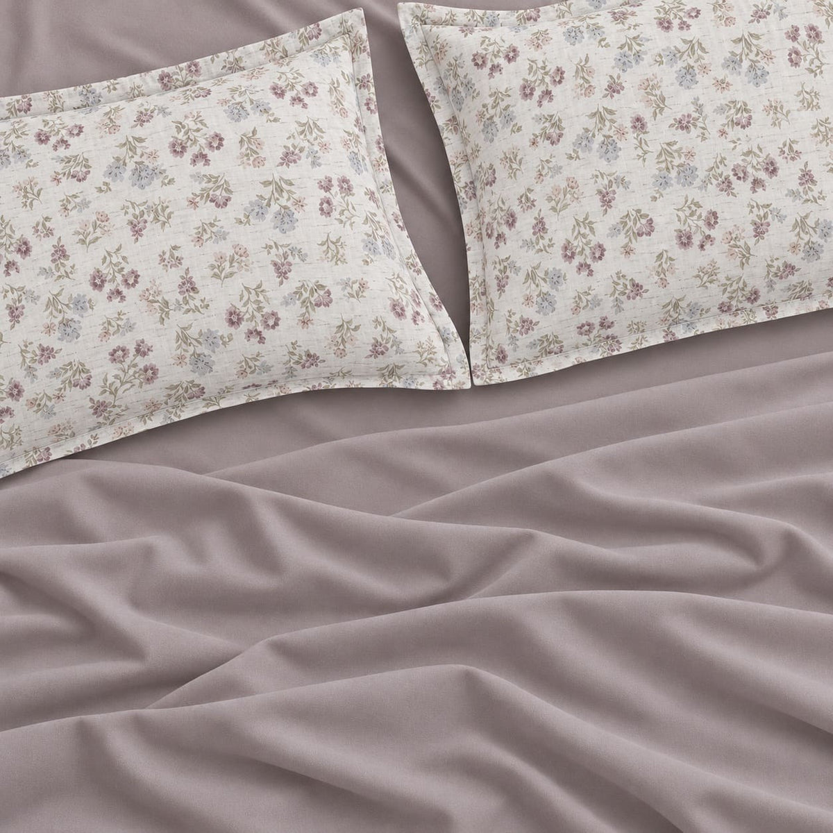 Rosalie Ivory & Dusty Mauve Floral 6-Piece King Size Comforter Bedding Set - Home Artisan
