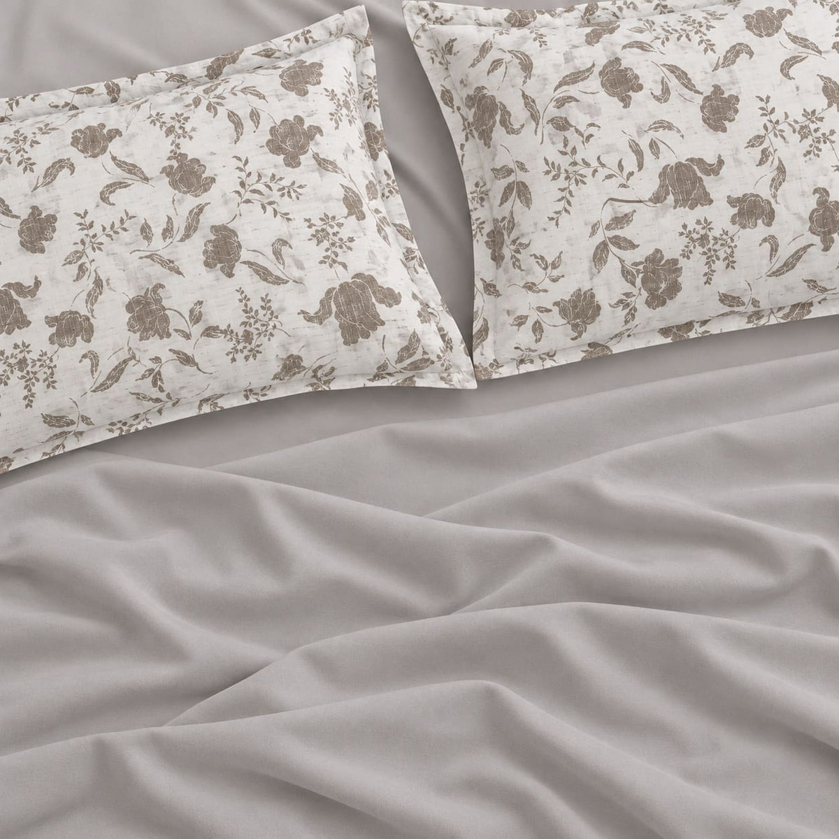 Amara Ivory & Taupe Botanical 6-Piece King Size Comforter Bedding Set - Home Artisan