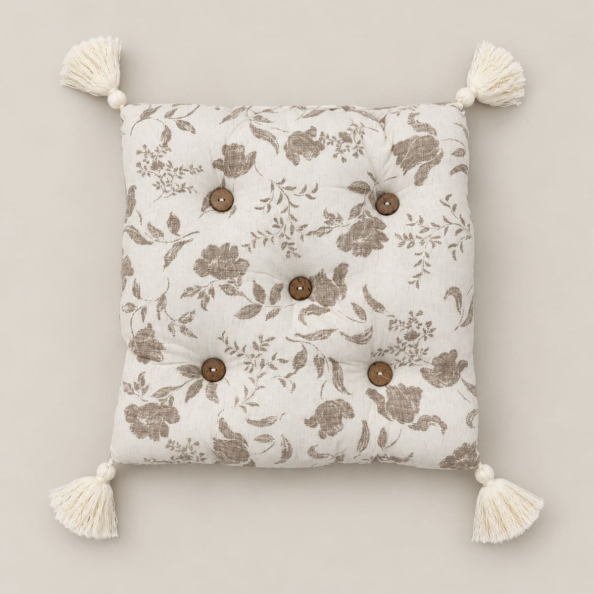 Amara Ivory & Taupe Botanical 6-Piece King Size Comforter Bedding Set - Home Artisan