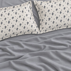 Noelle Ivory & Navy Petite Floral Floral 6-Piece King Size Comforter Bedding Set - Home Artisan