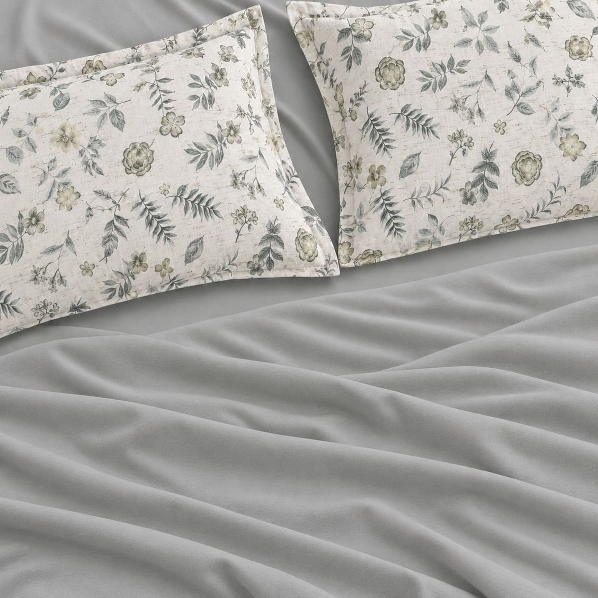 Sylvie Ivory & Sage Green Botanical 6-Piece King Size Comforter Bedding Set - Home Artisan