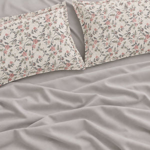 Flora Ivory & Dusty Pink Floral Vine 6-Piece King Size Comforter Bedding Set - Home Artisan
