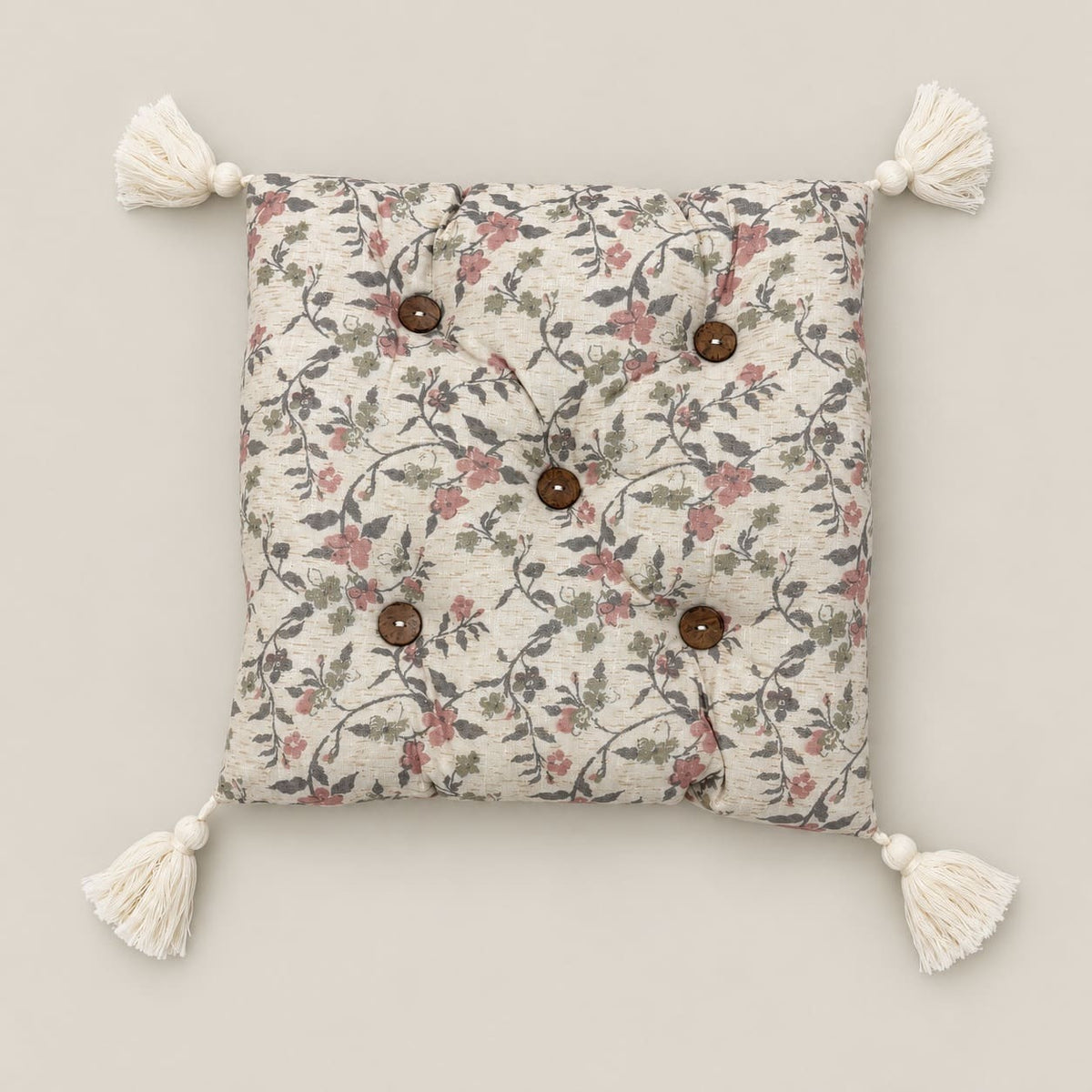 Flora Ivory & Dusty Pink Floral Vine 6-Piece King Size Comforter Bedding Set - Home Artisan