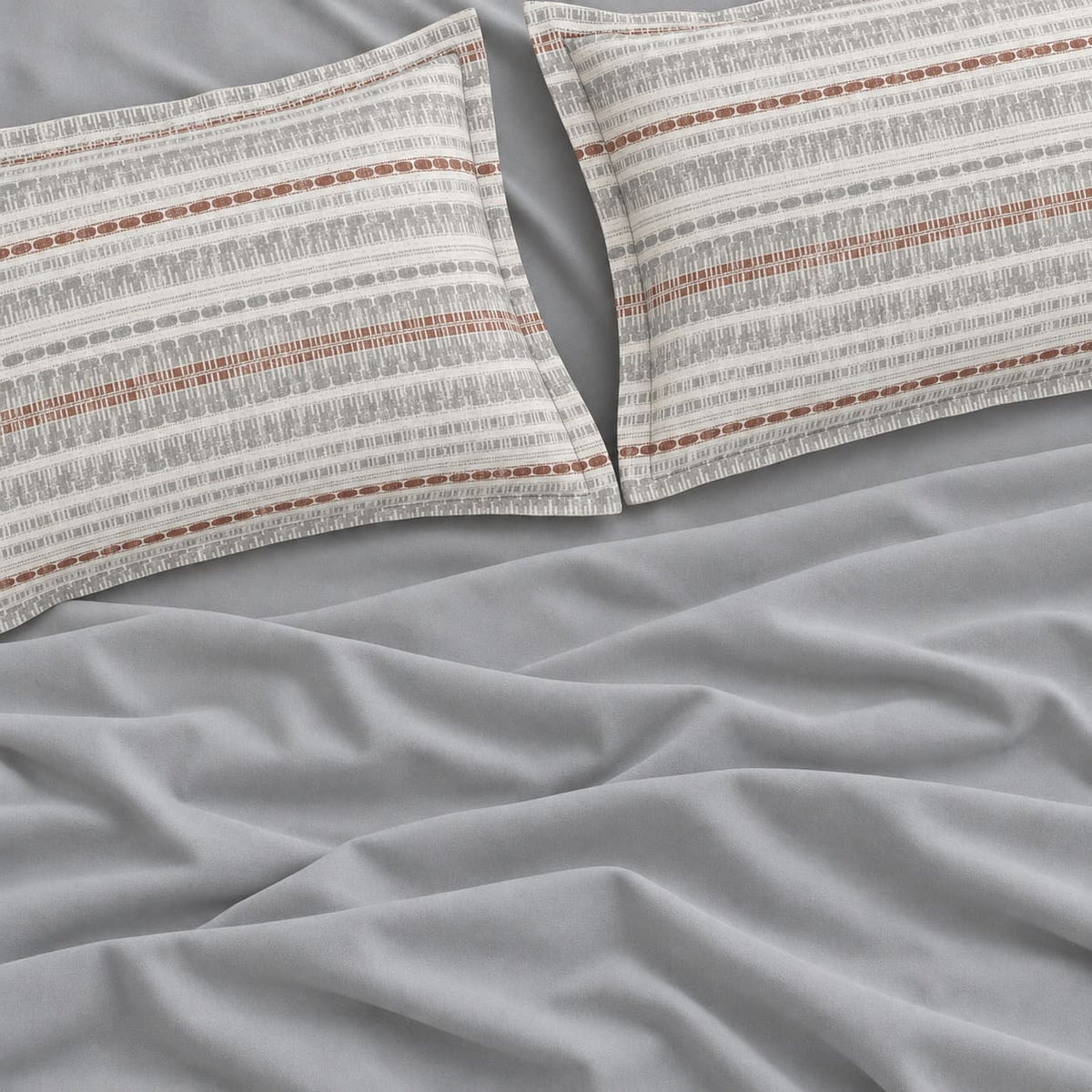 Sienna Ivory & Grey Striped 6-Piece King Size Comforter Bedding Set - Home Artisan