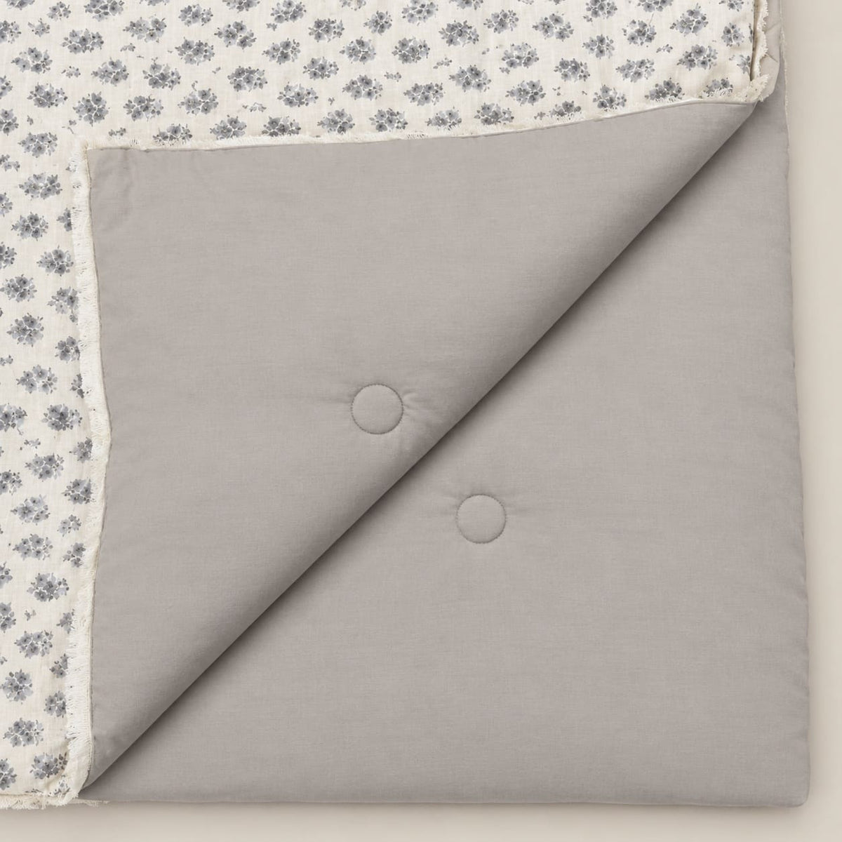 Odette Ivory & Blue-Grey Floral Motif 6-Piece King Size Comforter Bedding Set - Home Artisan