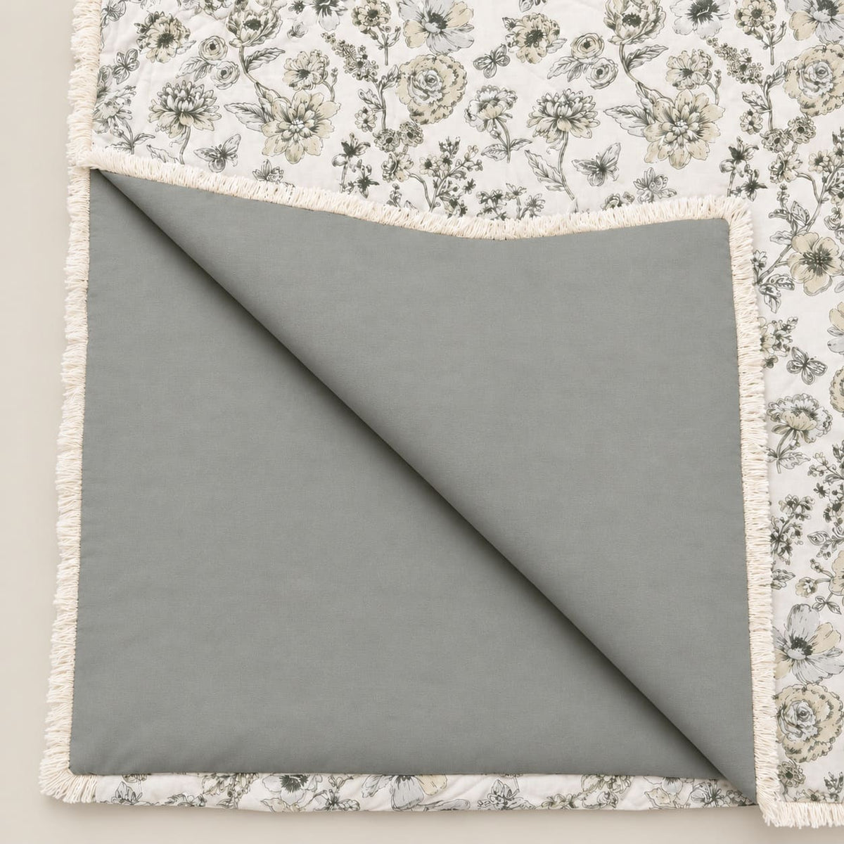 Viola Ivory & Sage-Grey Botanical Floral 6-Piece King Size Comforter Bedding Set - Home Artisan