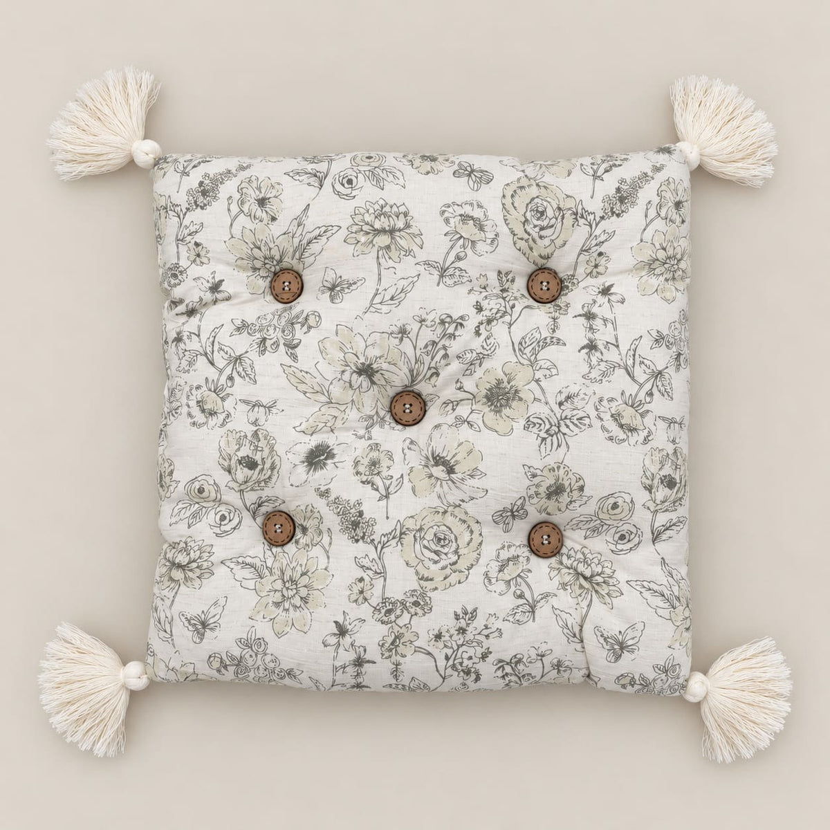 Viola Ivory & Sage-Grey Botanical Floral 6-Piece King Size Comforter Bedding Set - Home Artisan