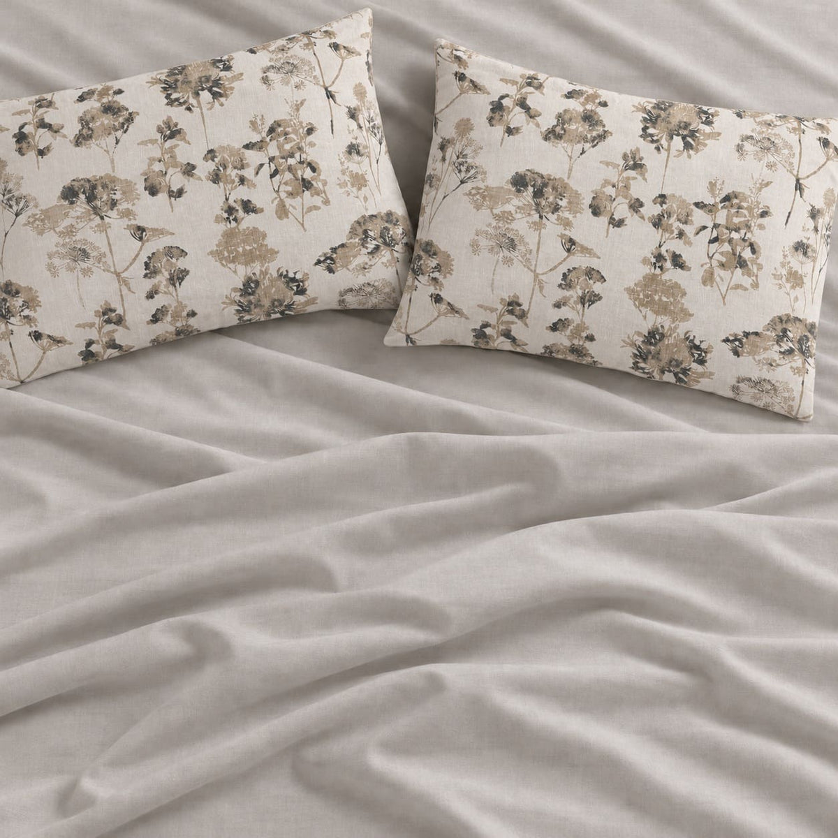 Verbena Beige Botanical Floral 6-Piece King Size Comforter Bedding Set - Home Artisan