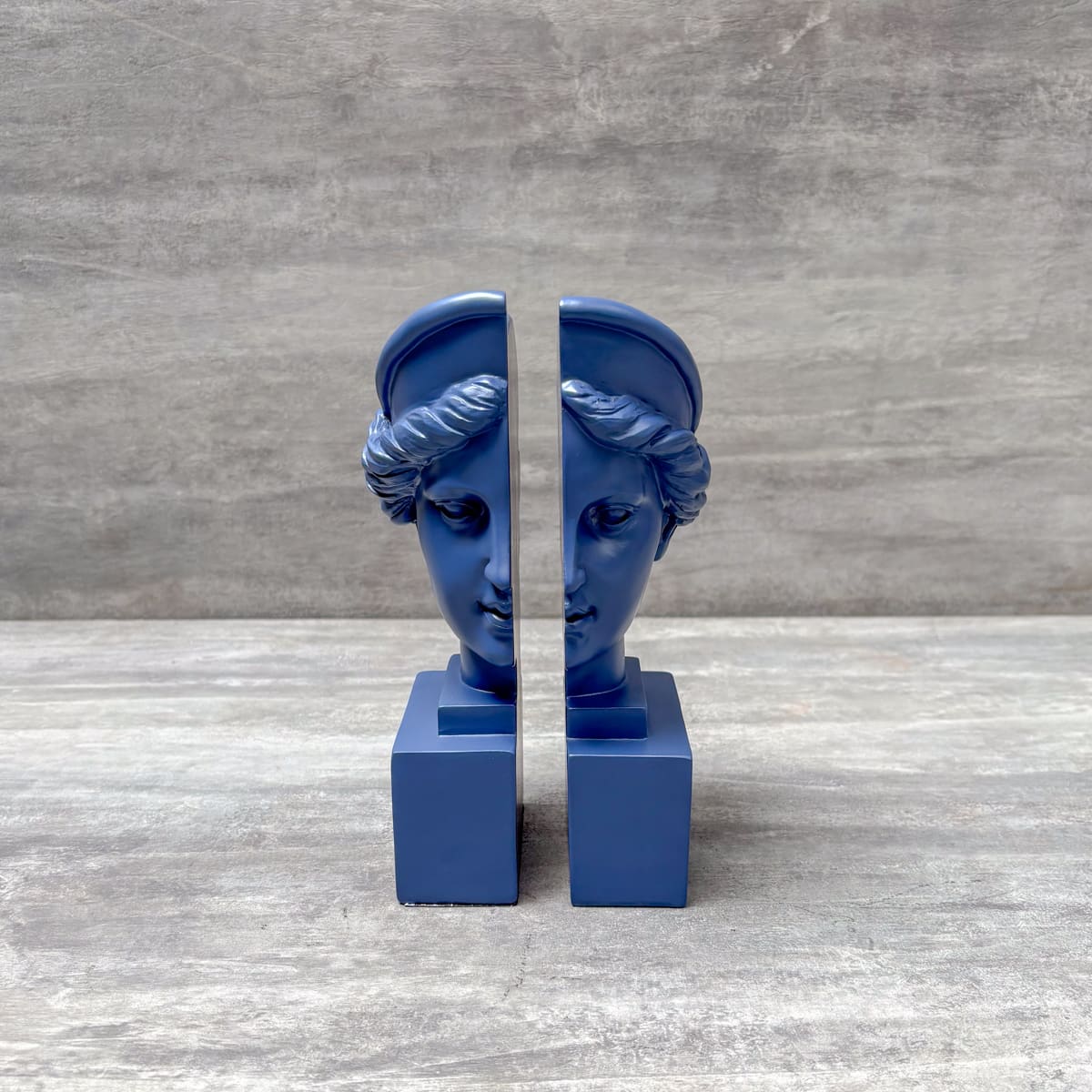 Athena Sculptural Bookends (Indigo Blue) - Home Artisan