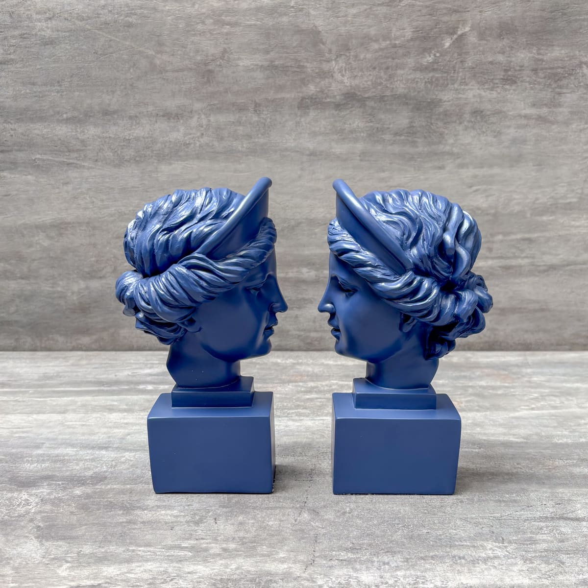 Athena Sculptural Bookends (Indigo Blue) - Home Artisan