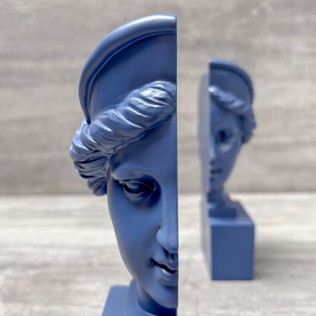 Athena Sculptural Bookends (Indigo Blue) - Home Artisan