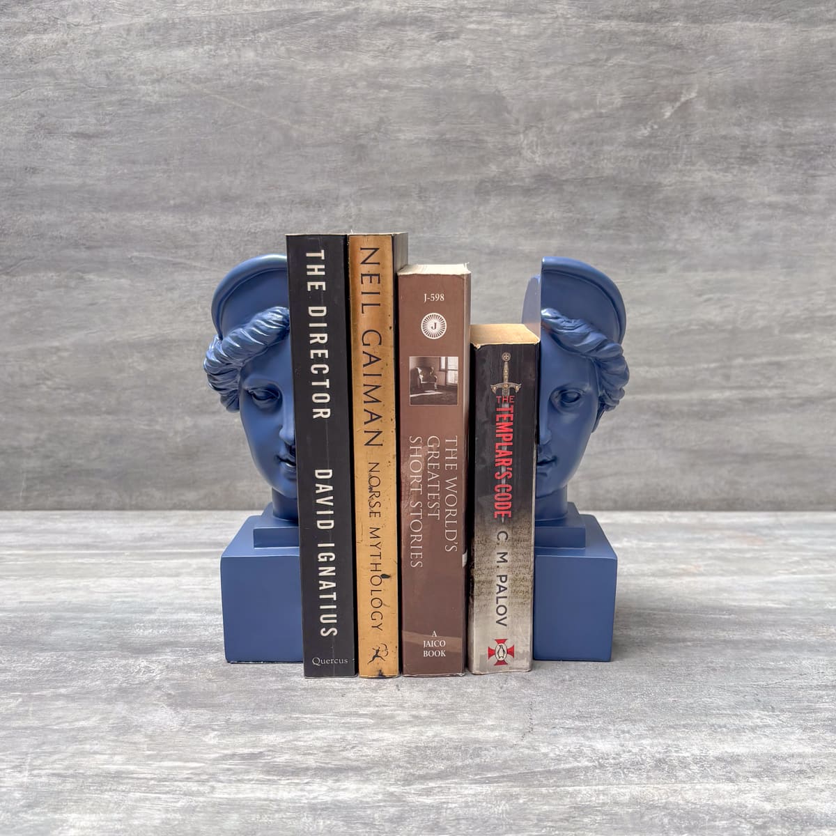 Athena Sculptural Bookends (Indigo Blue) - Home Artisan