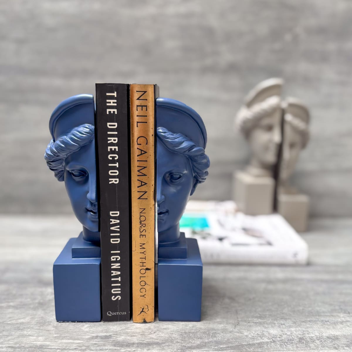 Athena Sculptural Bookends (Indigo Blue) - Home Artisan