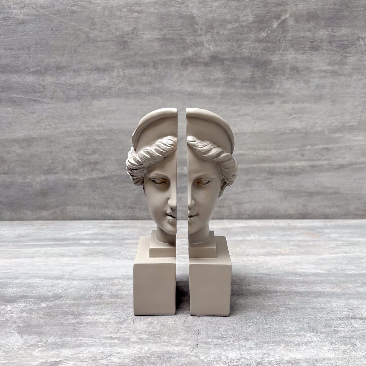 Athena Sculptural Bookends (Beige) - Home Artisan