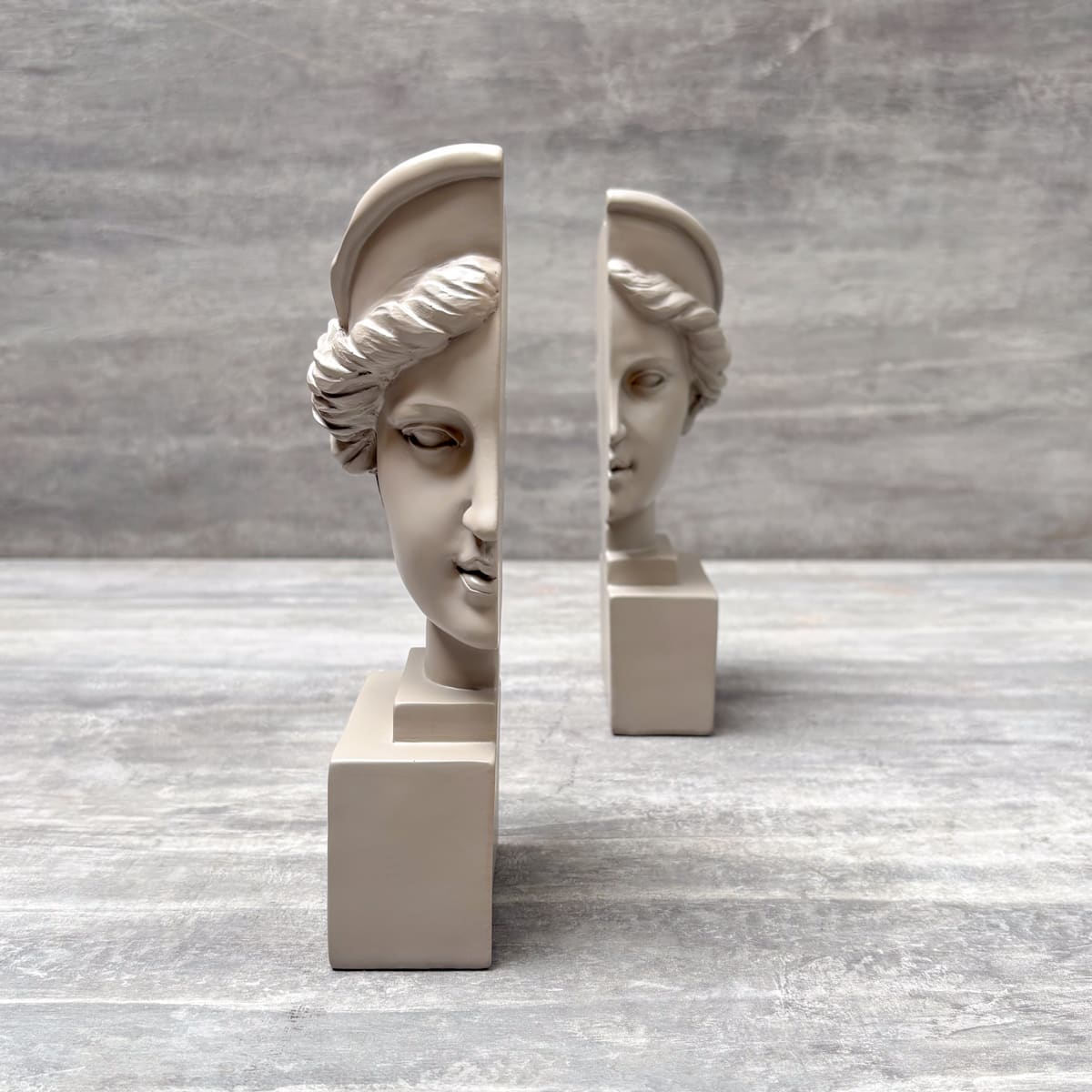 Athena Sculptural Bookends (Beige) - Home Artisan