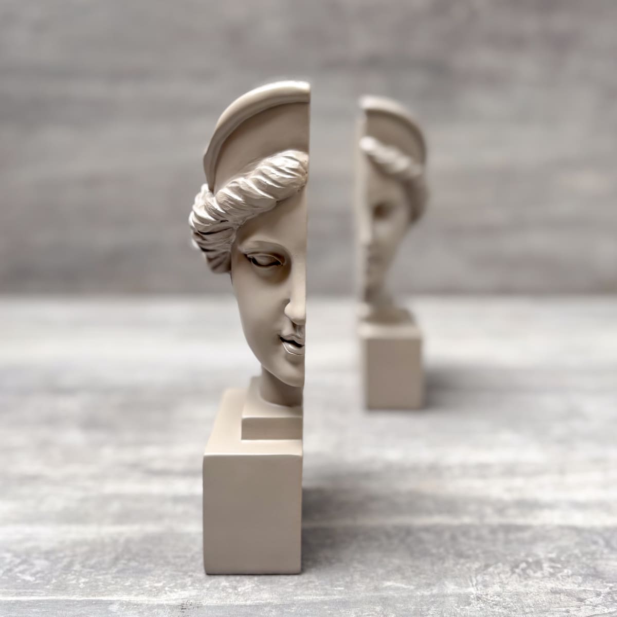 Athena Sculptural Bookends (Beige) - Home Artisan