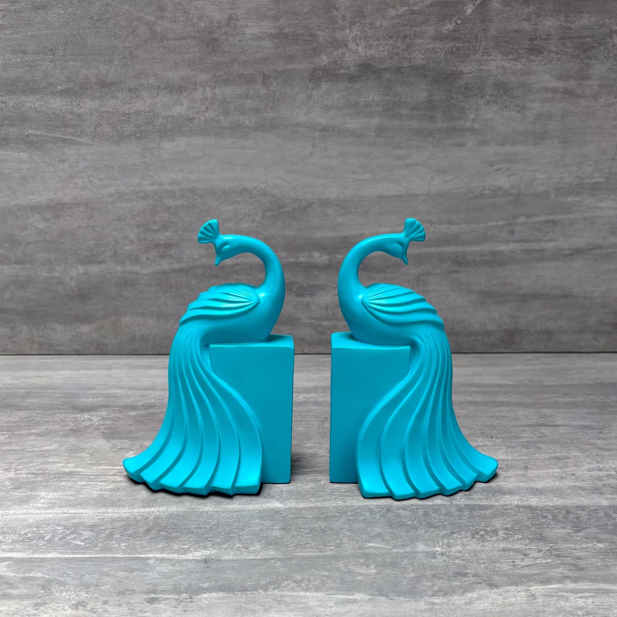 Aqua Peacock Bookends - Home Artisan