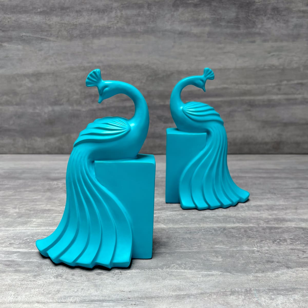Aqua Peacock Bookends - Home Artisan