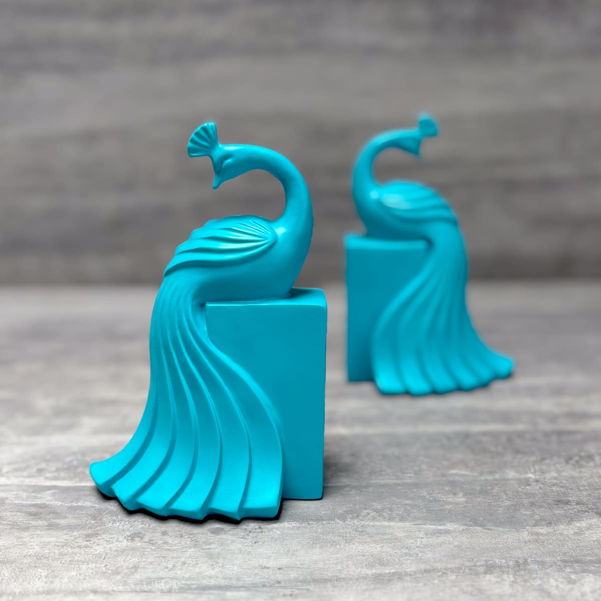 Aqua Peacock Bookends - Home Artisan