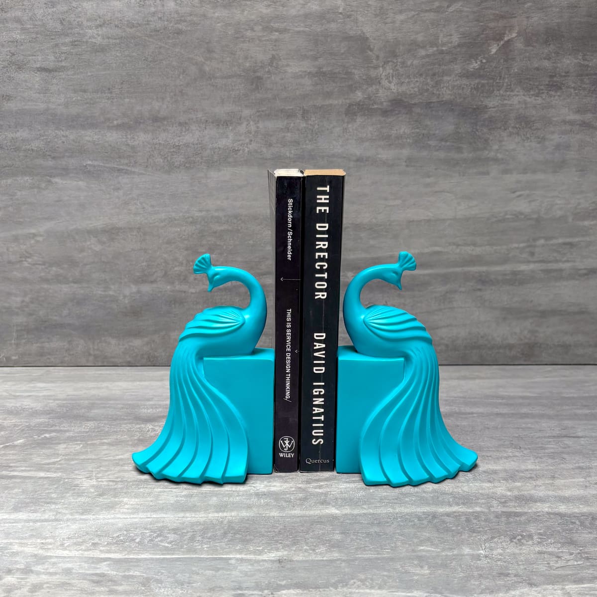 Aqua Peacock Bookends - Home Artisan
