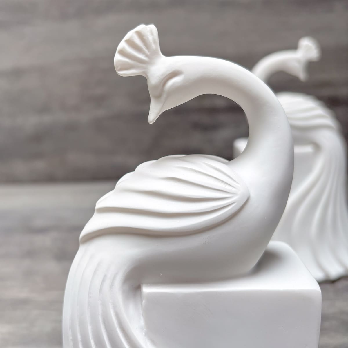 White Peacock Bookends - Home Artisan