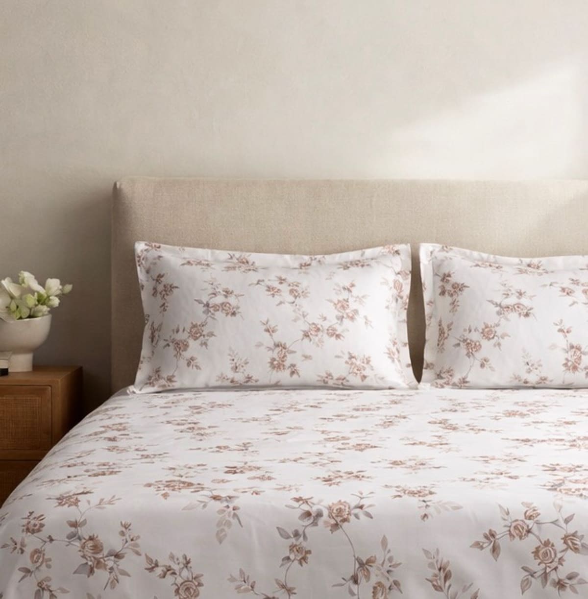 Cottage Rose Hazelnut Brown 200TC Cotton Percale Bed Sheet - Home Artisan