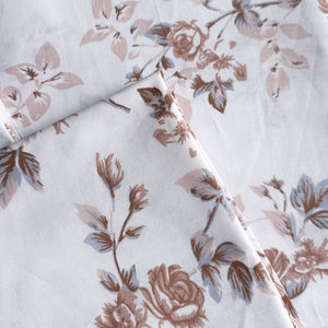 Cottage Rose Hazelnut Brown 200TC Cotton Percale Bed Sheet - Home Artisan