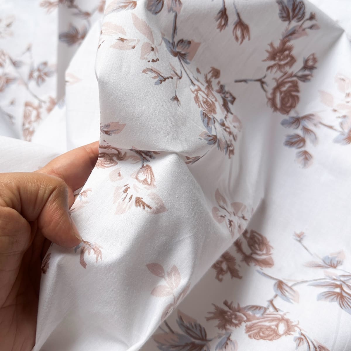 Cottage Rose Hazelnut Brown 200TC Cotton Percale Bed Sheet - Home Artisan