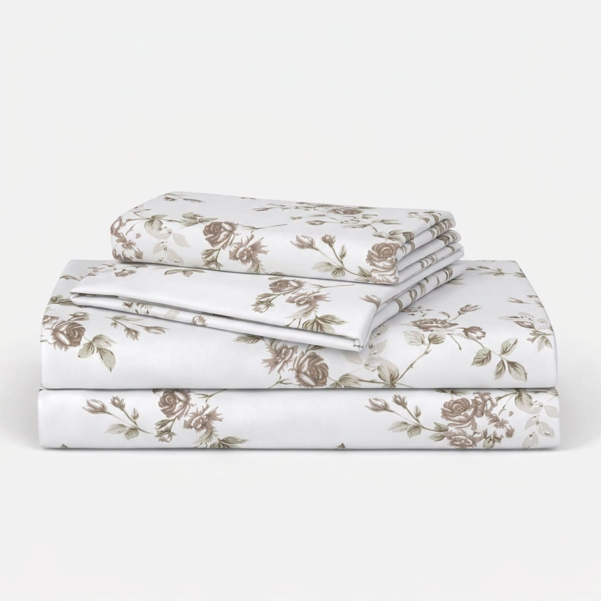 Cottage Rose Coffee Brown 200TC Cotton Percale Bed Sheet - Home Artisan