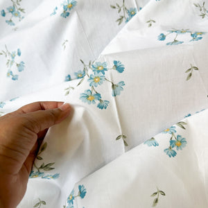 Daisy Dreams Sky Blue 200TC Cotton Percale Bed Sheet - Home Artisan