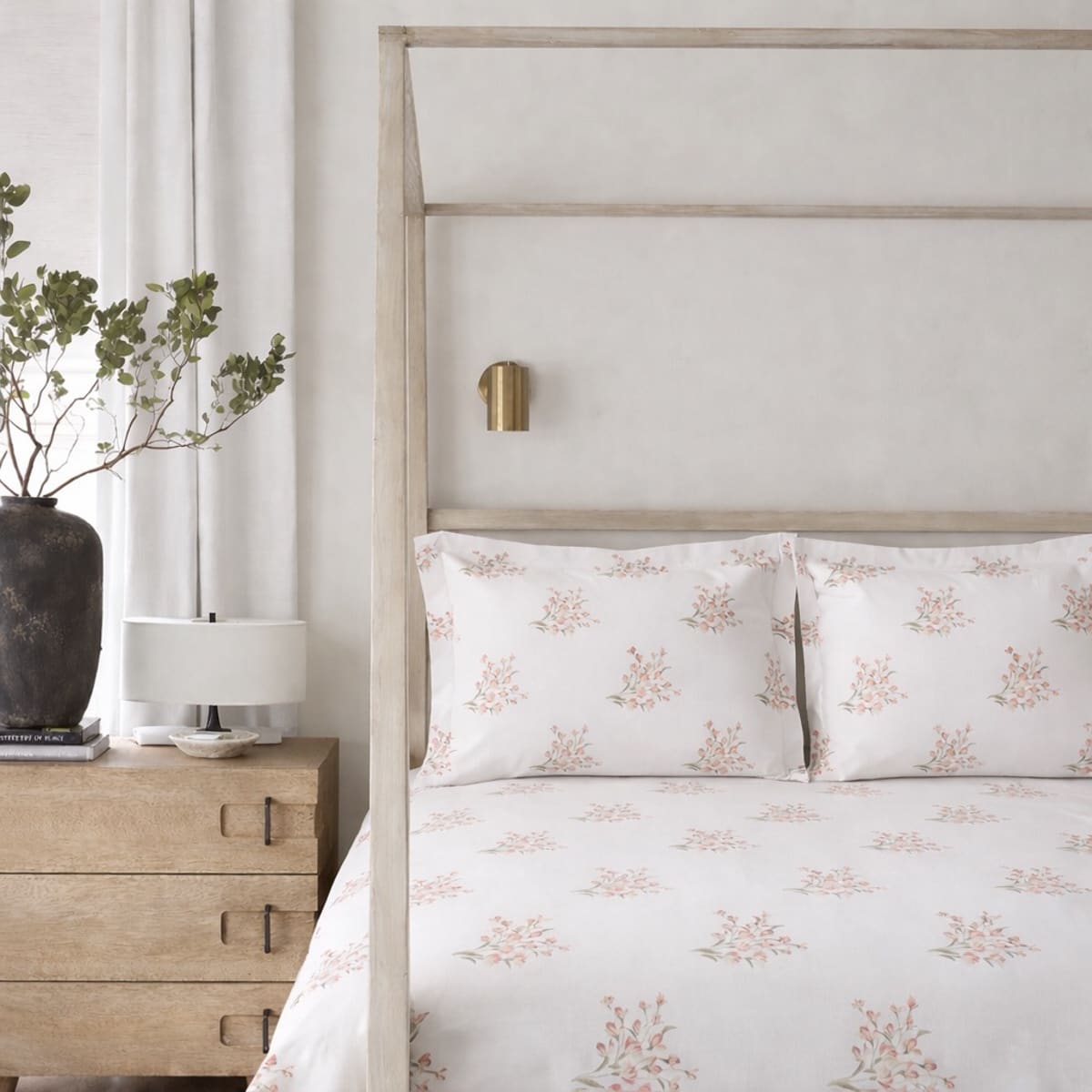 Forget Me Not Peach 250TC Cotton Percale Bed Sheet - Home Artisan