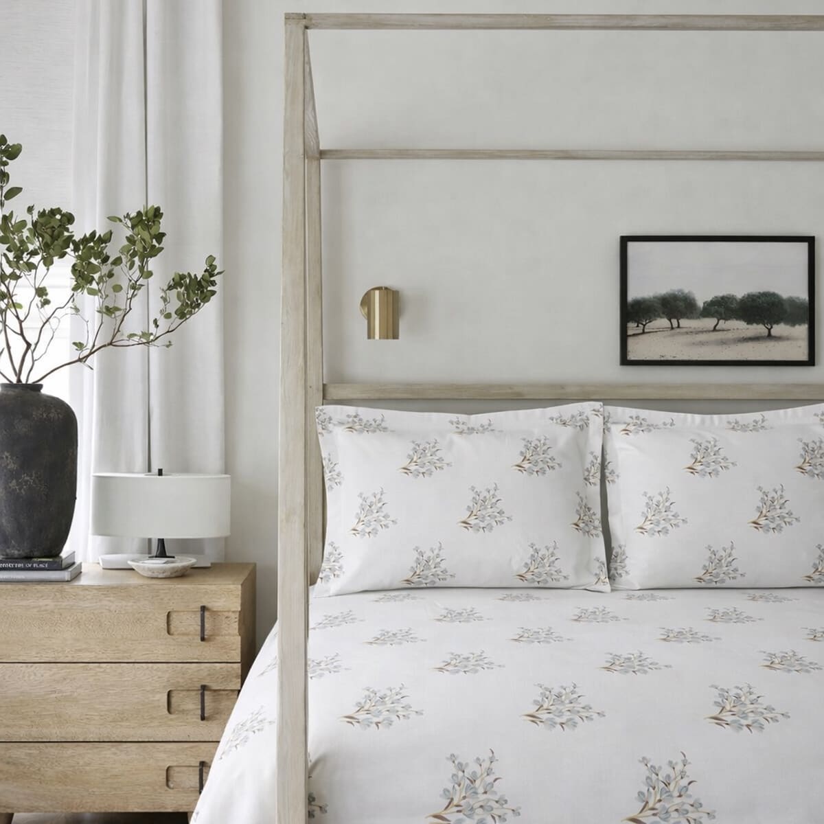 Forget Me Not Powder Blue 250TC Cotton Percale Bed Sheet - Home Artisan