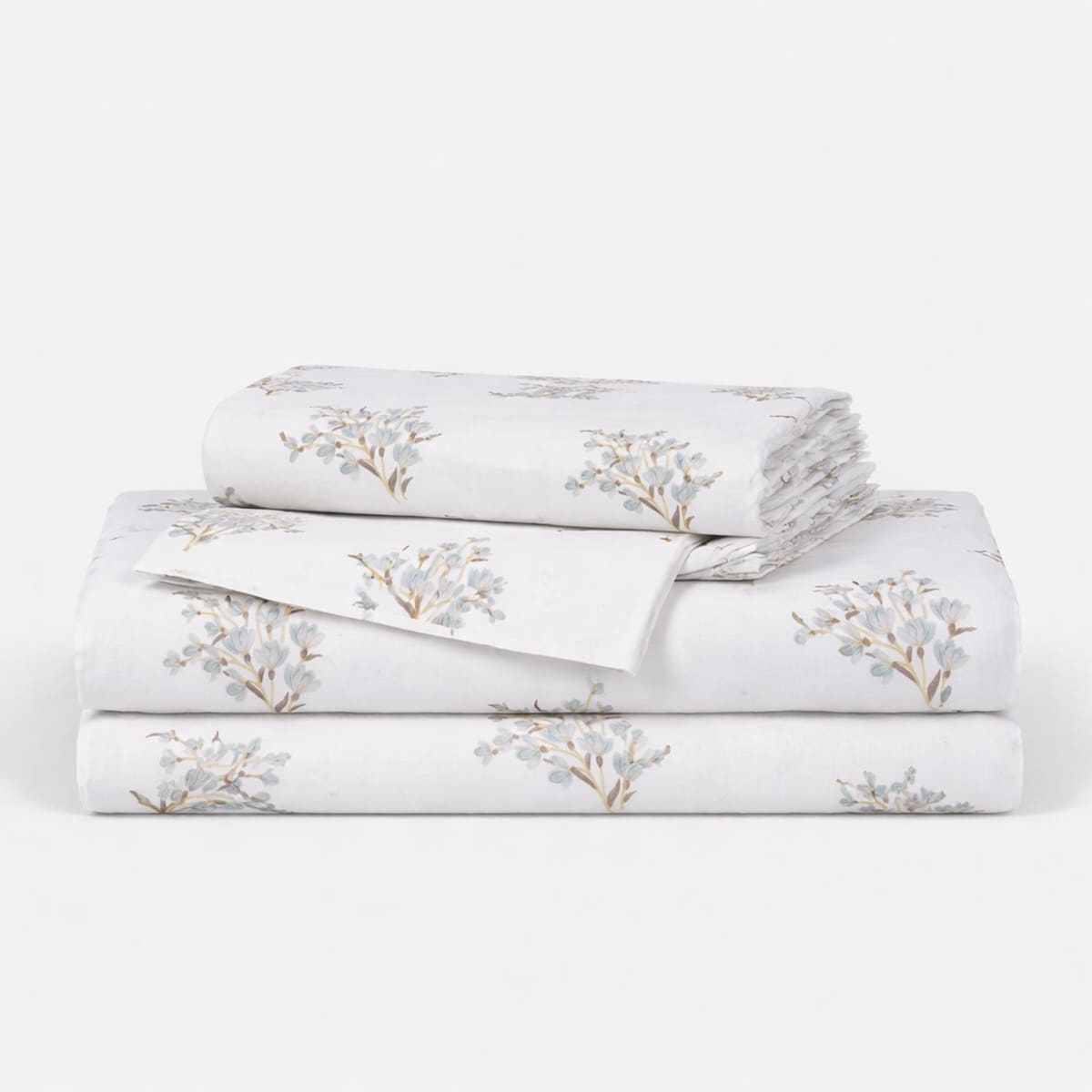 Forget Me Not Powder Blue 250TC Cotton Percale Bed Sheet - Home Artisan