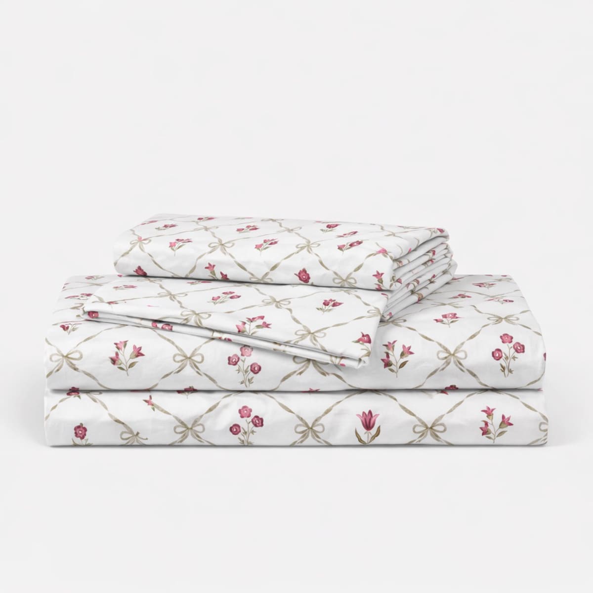 Wildflower Mesh Pink 250TC Cotton Percale Bed Sheet - Home Artisan