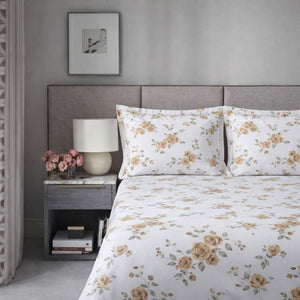 La Vie En Rose Mustard 250TC Cotton Percale Bed Sheet - Home Artisan