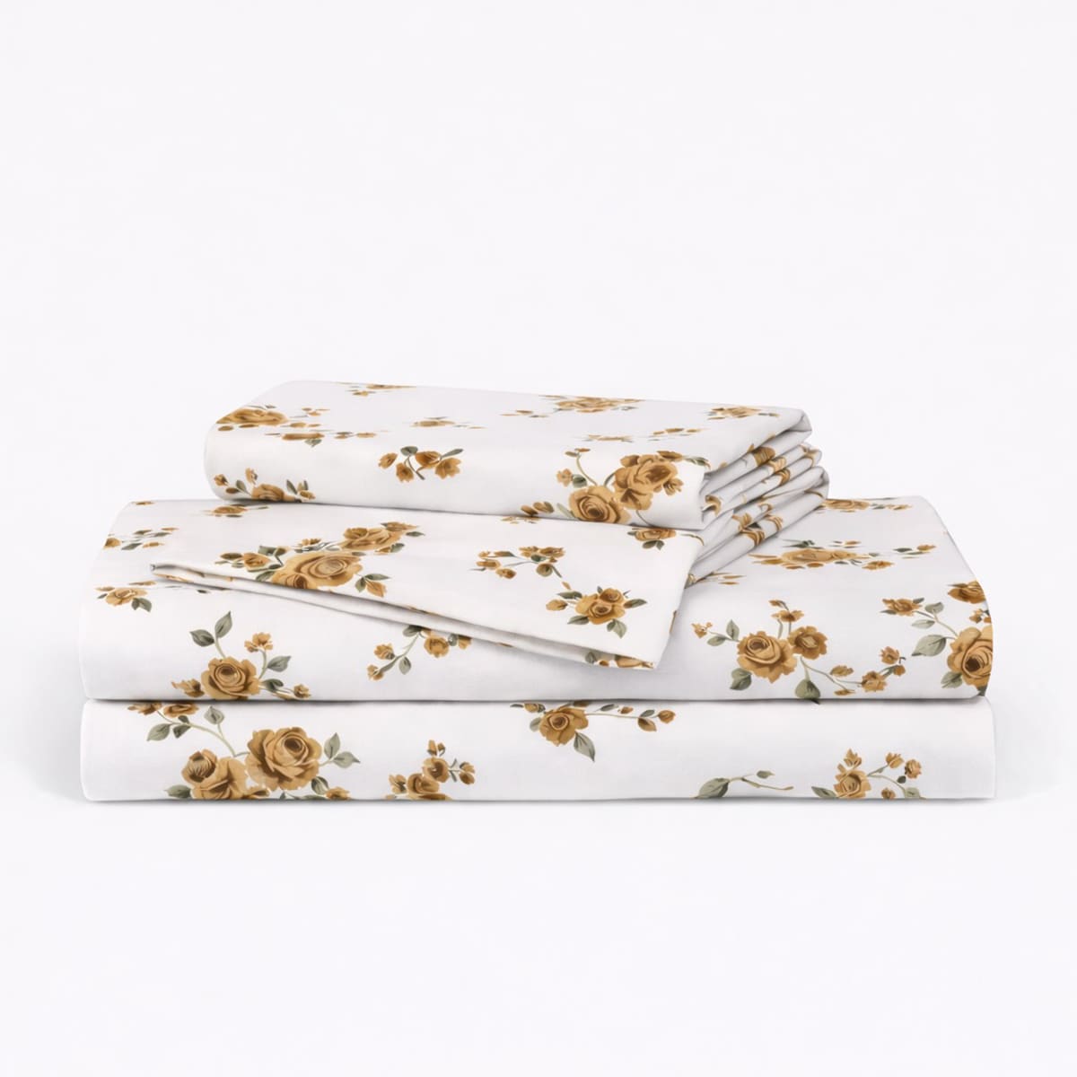 La Vie En Rose Mustard 250TC Cotton Percale Bed Sheet - Home Artisan