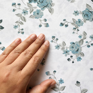 La Vie En Rose Blue 250TC Cotton Percale Bed Sheet - Home Artisan