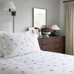 Spring Days Blue 250TC Cotton Percale Bed Sheet - Home Artisan