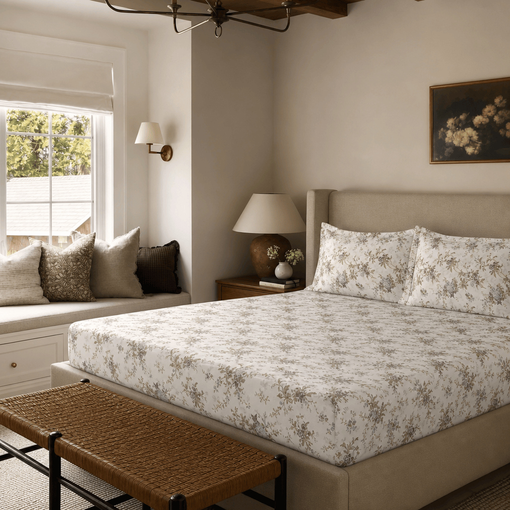 Kendra Cottage Wildflowers 300TC Cotton Bed Sheet - Home Artisan