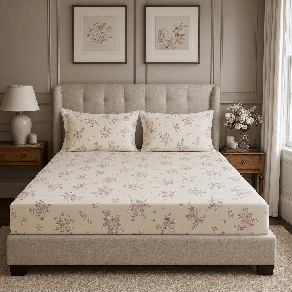 Sienna Vintage Floral Garden 400TC Cotton Bed Sheet - Home Artisan