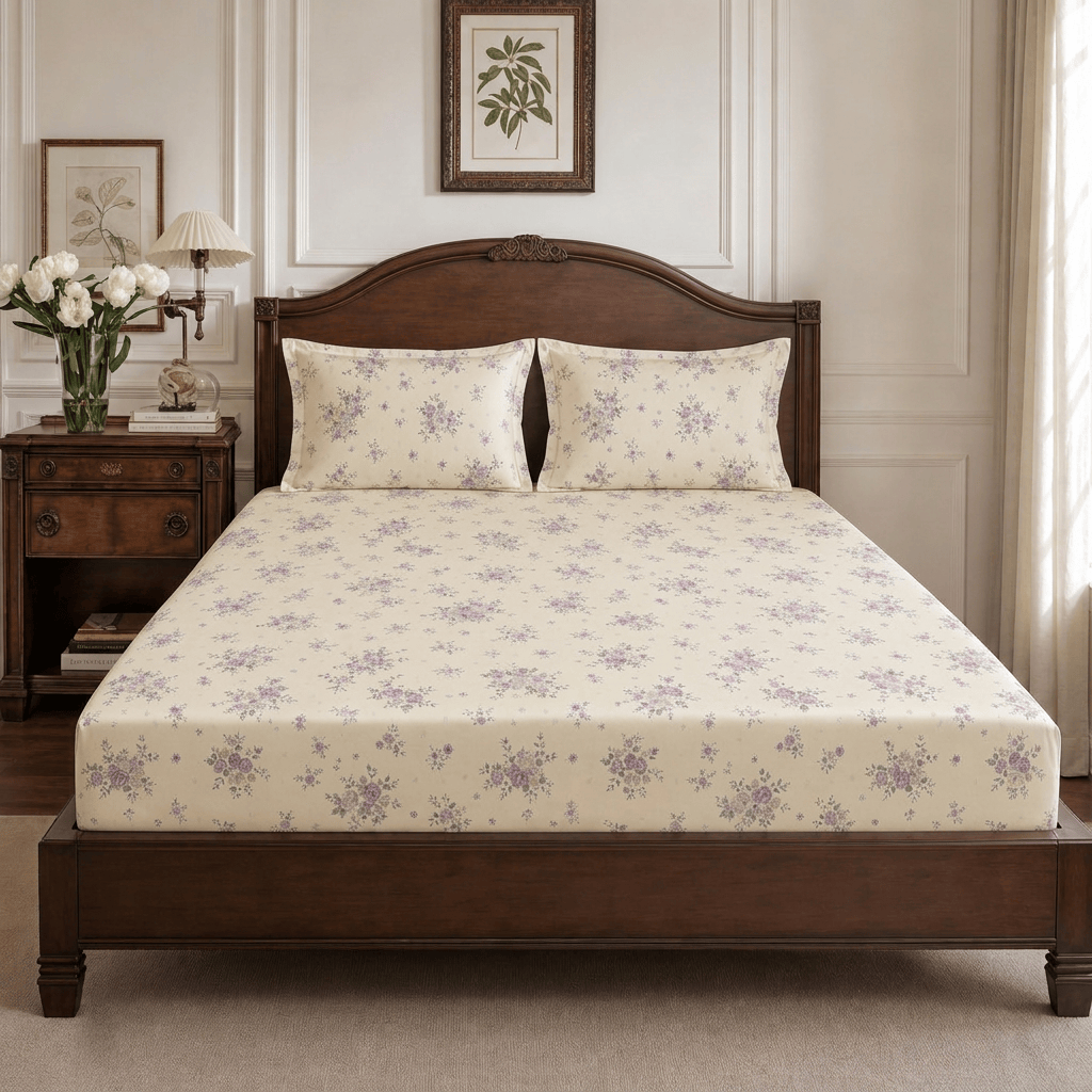 Pauline Vintage Floral Garden 400TC Cotton Bed Sheet - Home Artisan