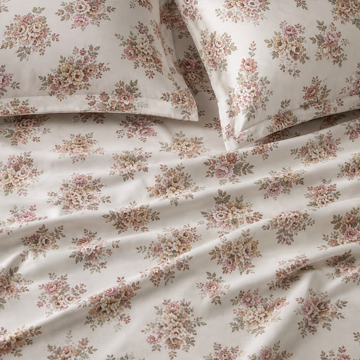 Amelia Vintage Rose 300TC Cotton Percale Bed Sheet - Home Artisan