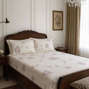 Clara Heritage Rose 300TC Cotton Percale Bed Sheet - Home Artisan