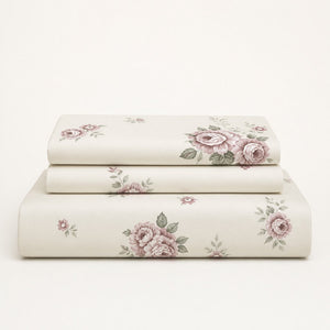 Clara Heritage Rose 300TC Cotton Percale Bed Sheet - Home Artisan