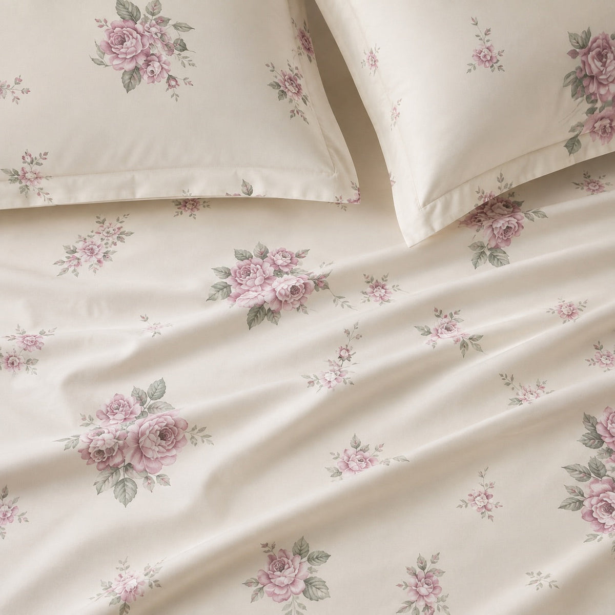 Clara Heritage Rose 300TC Cotton Percale Bed Sheet - Home Artisan